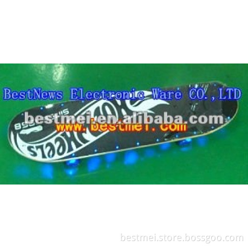 Colorful skateboard with led light wheels